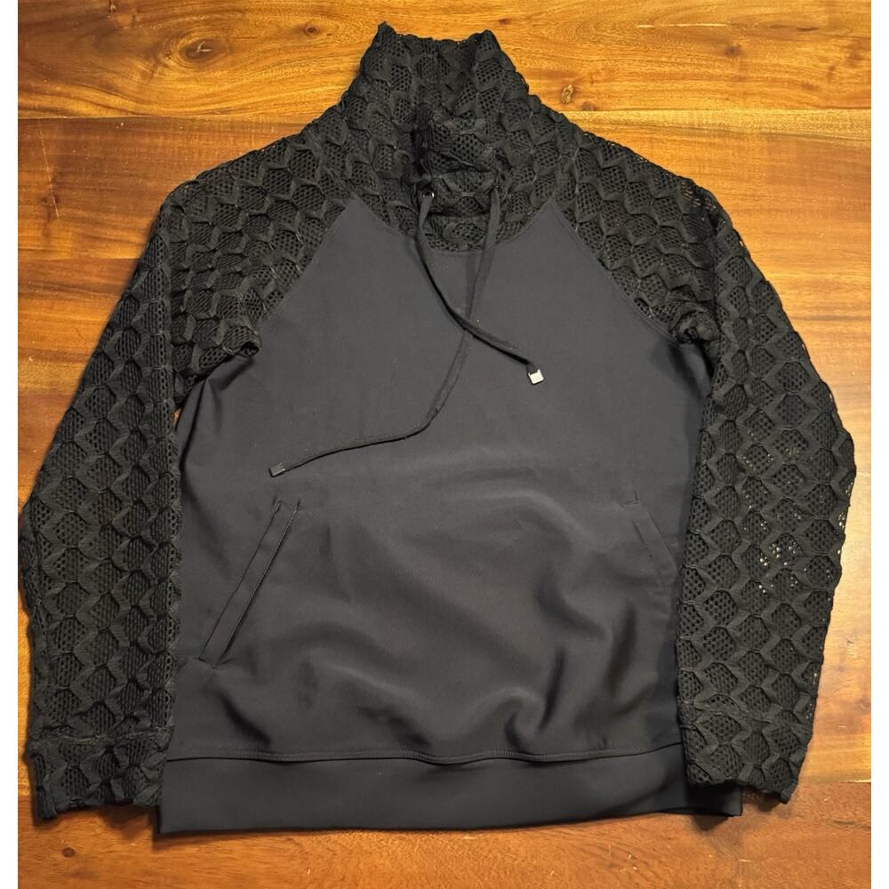 Koral by Ilana Kugel Black Lace Mesh Long Sleeve Pullover Sweater Sz Small